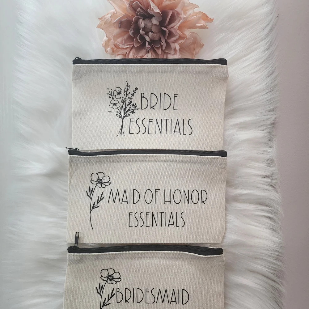 Bridal Party Essentials Pouches Set Of 3 - Picture 1 of 7